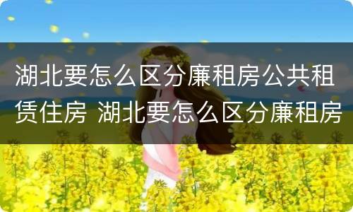 湖北要怎么区分廉租房公共租赁住房 湖北要怎么区分廉租房公共租赁住房和住宅