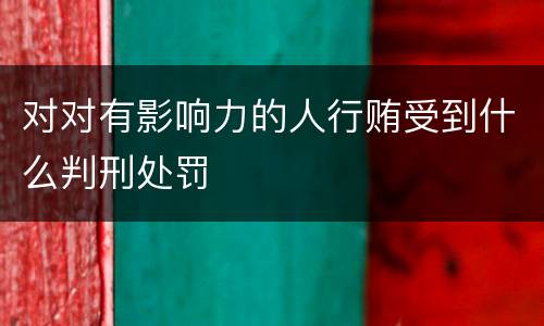 对对有影响力的人行贿受到什么判刑处罚