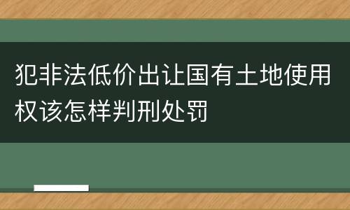 犯非法低价出让国有土地使用权该怎样判刑处罚