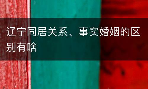 辽宁同居关系、事实婚姻的区别有啥