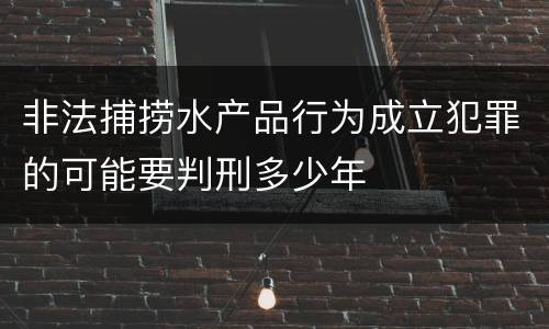 非法捕捞水产品行为成立犯罪的可能要判刑多少年