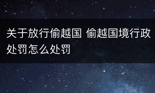 关于放行偷越国 偷越国境行政处罚怎么处罚