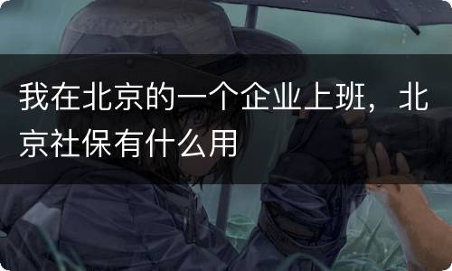 我在北京的一个企业上班，北京社保有什么用