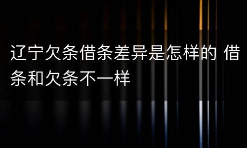 辽宁欠条借条差异是怎样的 借条和欠条不一样