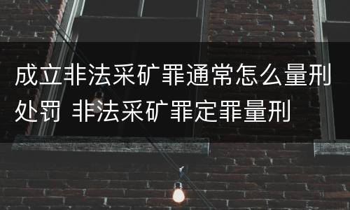 成立非法采矿罪通常怎么量刑处罚 非法采矿罪定罪量刑