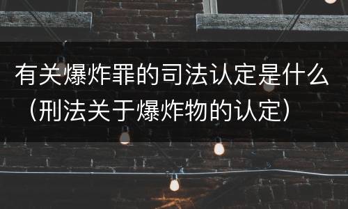 有关爆炸罪的司法认定是什么（刑法关于爆炸物的认定）