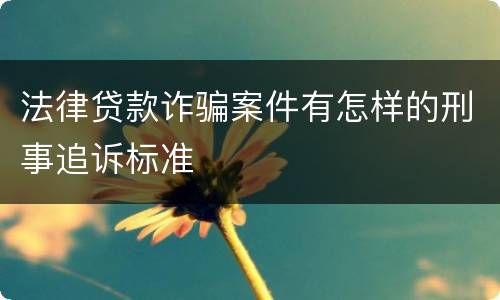 法律贷款诈骗案件有怎样的刑事追诉标准