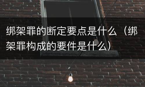 绑架罪的断定要点是什么（绑架罪构成的要件是什么）