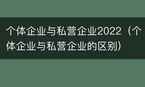 个体企业与私营企业2022（个体企业与私营企业的区别）