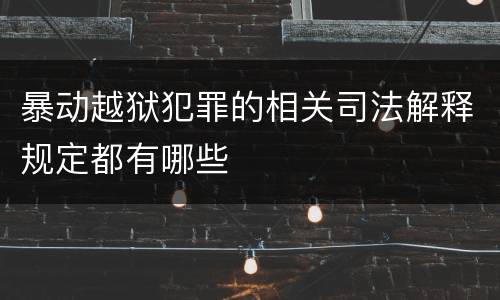暴动越狱犯罪的相关司法解释规定都有哪些