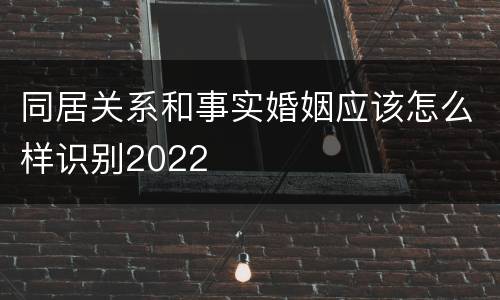 同居关系和事实婚姻应该怎么样识别2022