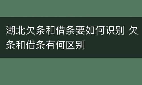 湖北欠条和借条要如何识别 欠条和借条有何区别