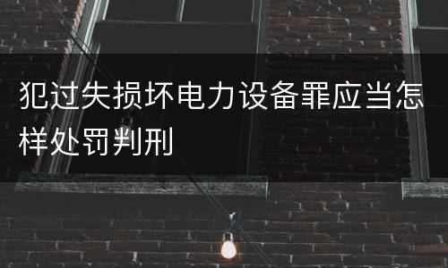 犯过失损坏电力设备罪应当怎样处罚判刑
