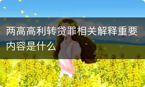 两高高利转贷罪相关解释重要内容是什么