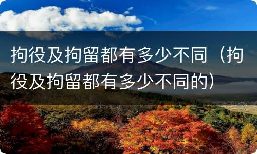 拘役及拘留都有多少不同（拘役及拘留都有多少不同的）