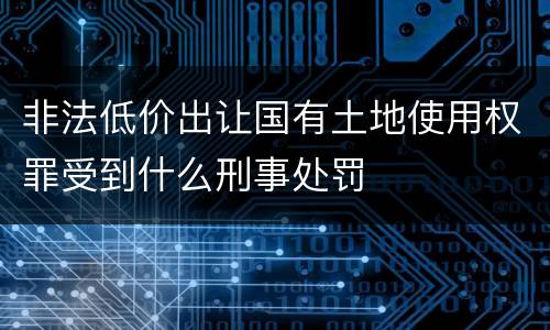 非法低价出让国有土地使用权罪受到什么刑事处罚