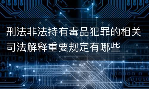 刑法非法持有毒品犯罪的相关司法解释重要规定有哪些