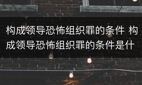 构成领导恐怖组织罪的条件 构成领导恐怖组织罪的条件是什么