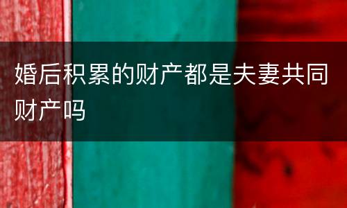 婚后积累的财产都是夫妻共同财产吗