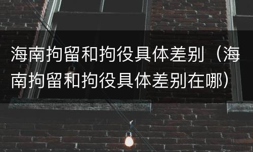 海南拘留和拘役具体差别（海南拘留和拘役具体差别在哪）