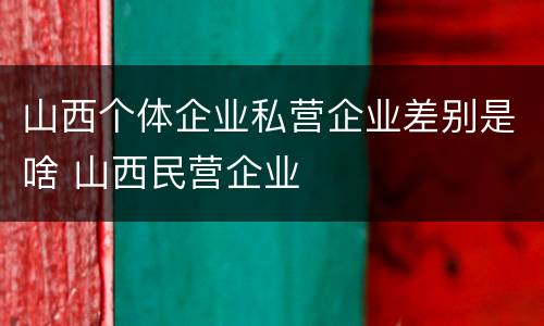 山西个体企业私营企业差别是啥 山西民营企业
