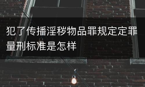 犯了传播淫秽物品罪规定定罪量刑标准是怎样
