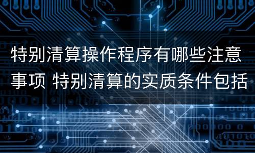 特别清算操作程序有哪些注意事项 特别清算的实质条件包括