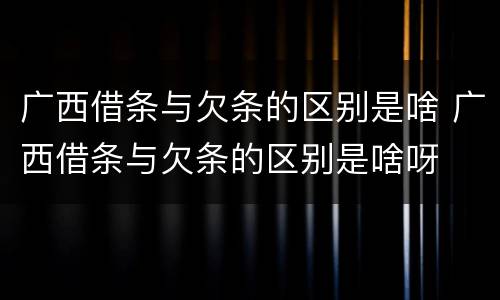 广西借条与欠条的区别是啥 广西借条与欠条的区别是啥呀