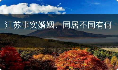 江苏事实婚姻、同居不同有何