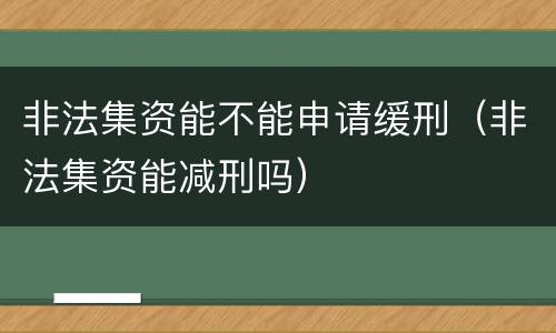 非法集资能不能申请缓刑（非法集资能减刑吗）
