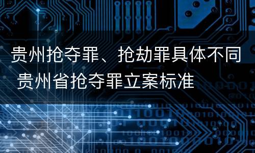 贵州抢夺罪、抢劫罪具体不同 贵州省抢夺罪立案标准