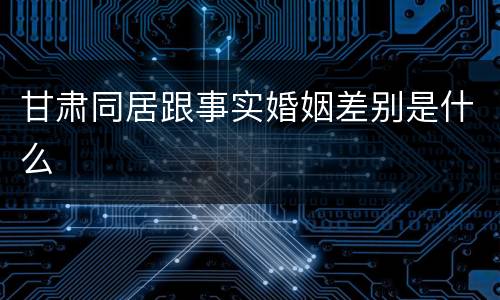 甘肃同居跟事实婚姻差别是什么