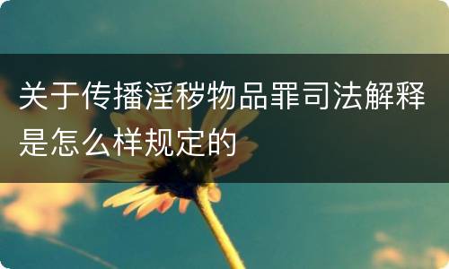 关于传播淫秽物品罪司法解释是怎么样规定的