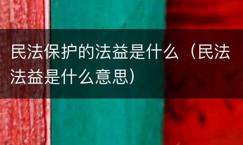 民法保护的法益是什么（民法法益是什么意思）