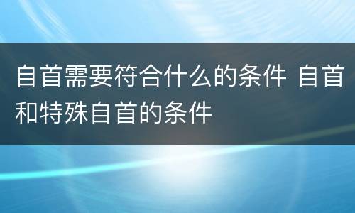自首需要符合什么的条件 自首和特殊自首的条件