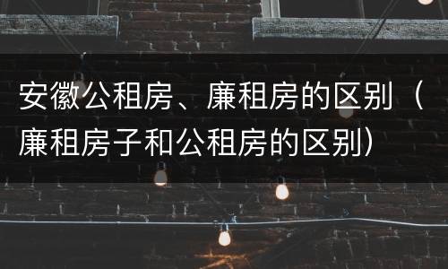 安徽公租房、廉租房的区别（廉租房子和公租房的区别）