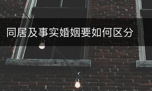 同居及事实婚姻要如何区分
