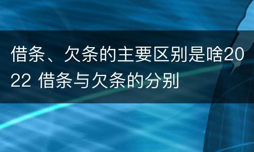 借条、欠条的主要区别是啥2022 借条与欠条的分别