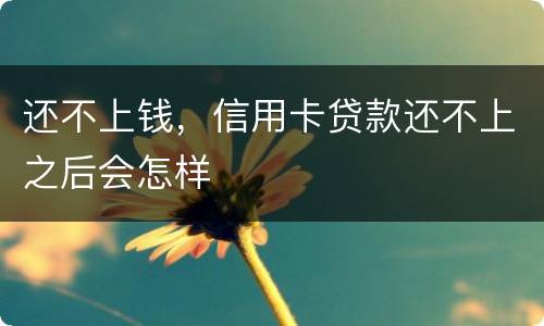 还不上钱，信用卡贷款还不上之后会怎样