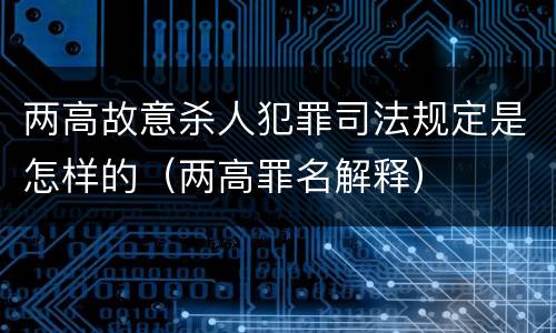 两高故意杀人犯罪司法规定是怎样的（两高罪名解释）