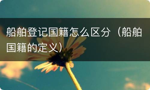 船舶登记国籍怎么区分（船舶国籍的定义）