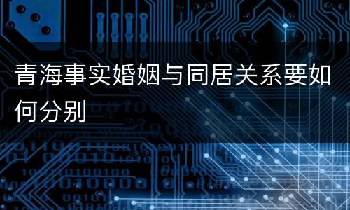 青海事实婚姻与同居关系要如何分别