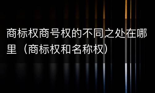 商标权商号权的不同之处在哪里（商标权和名称权）
