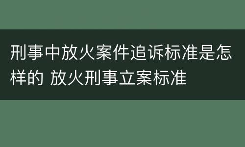 刑事中放火案件追诉标准是怎样的 放火刑事立案标准