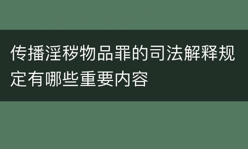 传播淫秽物品罪的司法解释规定有哪些重要内容