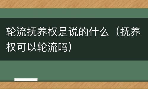 轮流抚养权是说的什么（抚养权可以轮流吗）