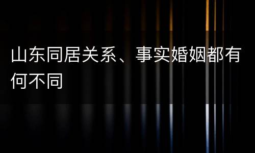 山东同居关系、事实婚姻都有何不同