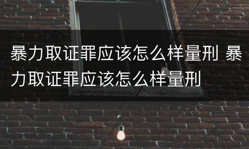 暴力取证罪应该怎么样量刑 暴力取证罪应该怎么样量刑