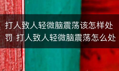 打人致人轻微脑震荡该怎样处罚 打人致人轻微脑震荡怎么处罚