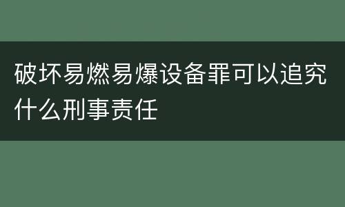 破坏易燃易爆设备罪可以追究什么刑事责任